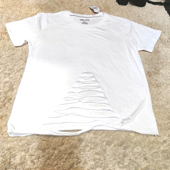 On Fire Tops Distressed White Tshirt Poshmark